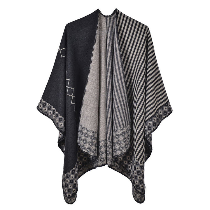 Buddha Stones Tibetan Shawl Striped Diamond Pattern Winter Warm Soft Scarf