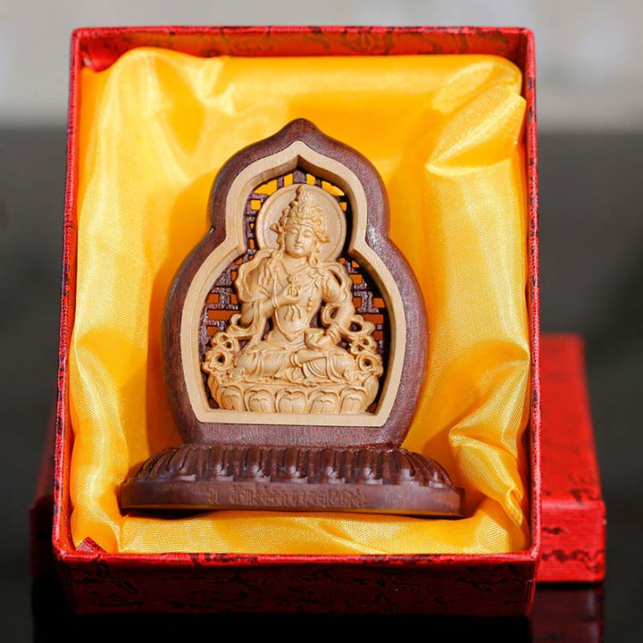 Vajrasattva Buddha Wood Engraved Compassion Statue Figurine Decoration