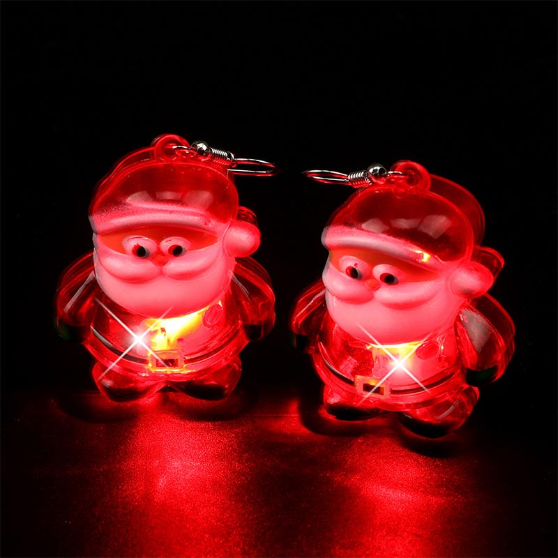 Led Christmas Santa Claus Tree Elk Luminous Earrings