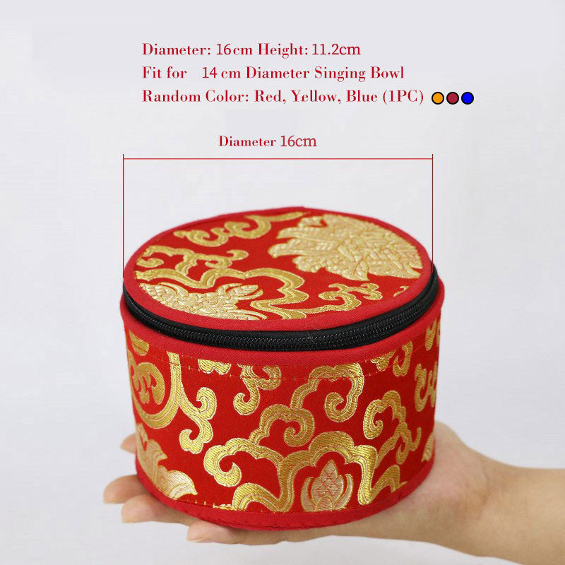 Tibetan Singing Bowl Storage Bag with Zipper Closure Decoration