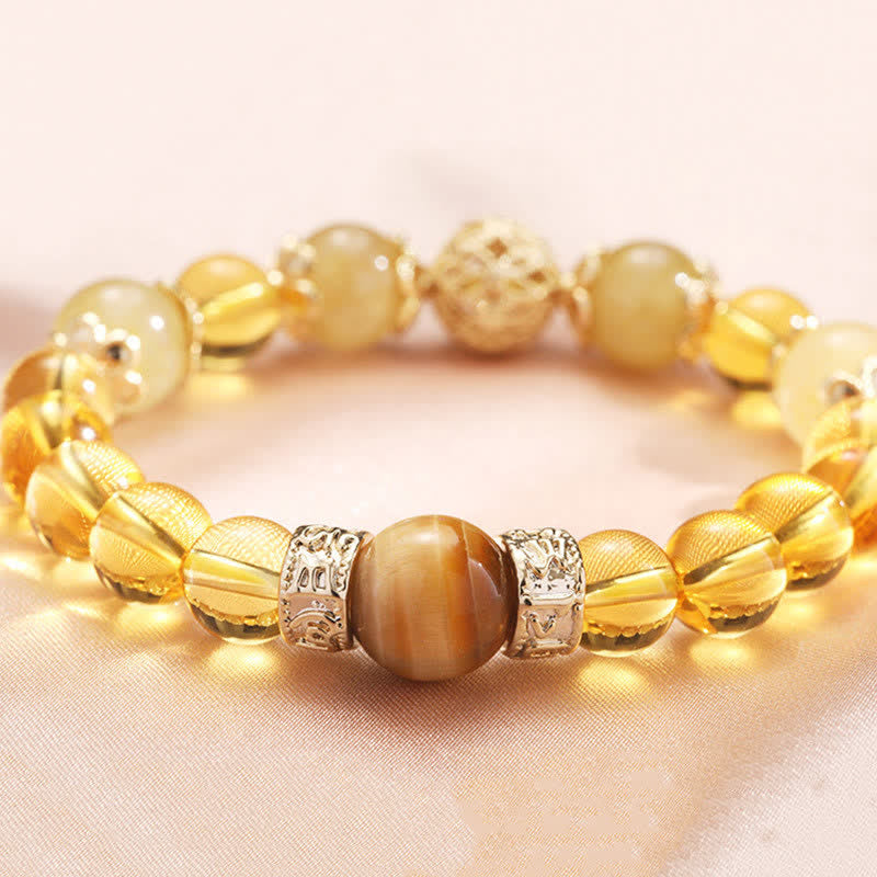 Buddha Stones Citrine Generosity Prosperity Beaded Bracelet