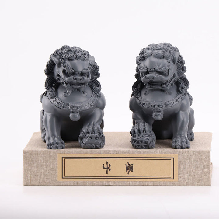 2Pcs Lion Statue Courage Strength Resin Home Office Decoration