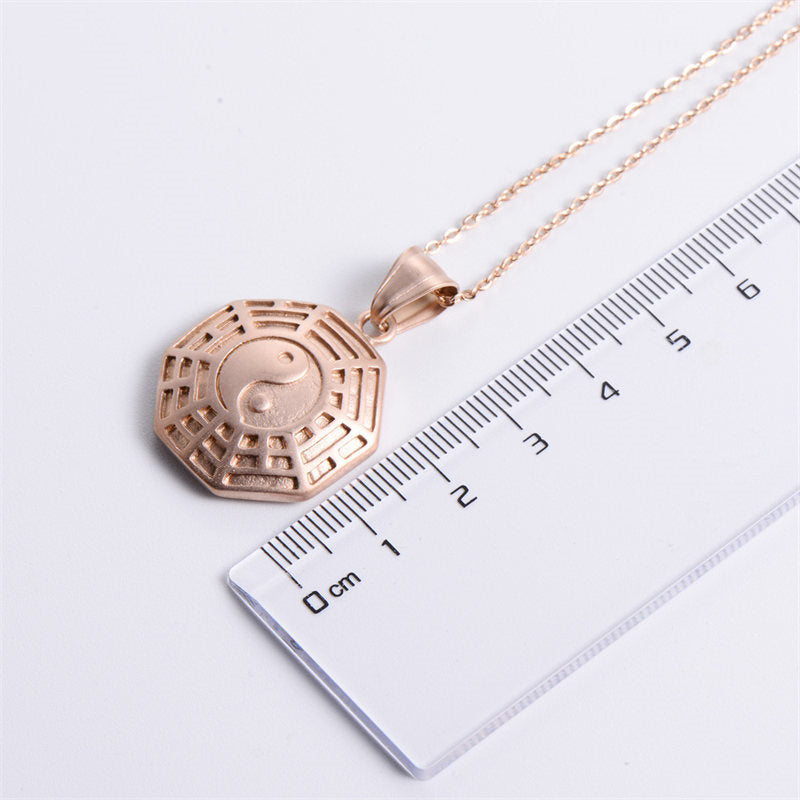 Bagua Yin Yang Titanium Steel Balance Necklace Chain Pendant