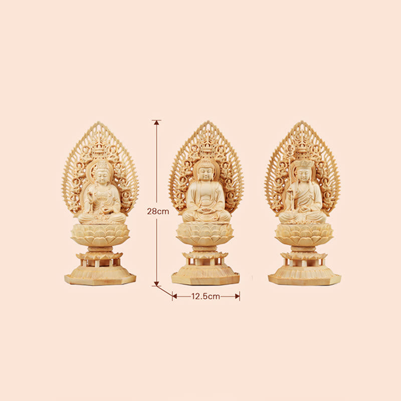 Buddha Stones Handmade Sakyamuni Kwan Yin Avalokitesvara Ksitigarbha Bodhisattva Statue Boxwood Grounding Home Decoration