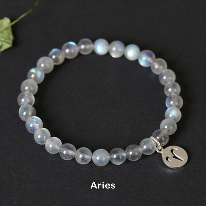 12 Constellations of the Zodiac Moonstone Charming Bracelet