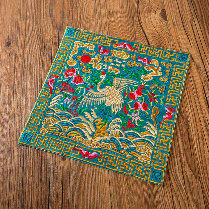 Buddha Stones Phoenix Dragon Kirin Embroidery Cup Mat Pad Tea Cup Coaster Kung Fu Tea Mat