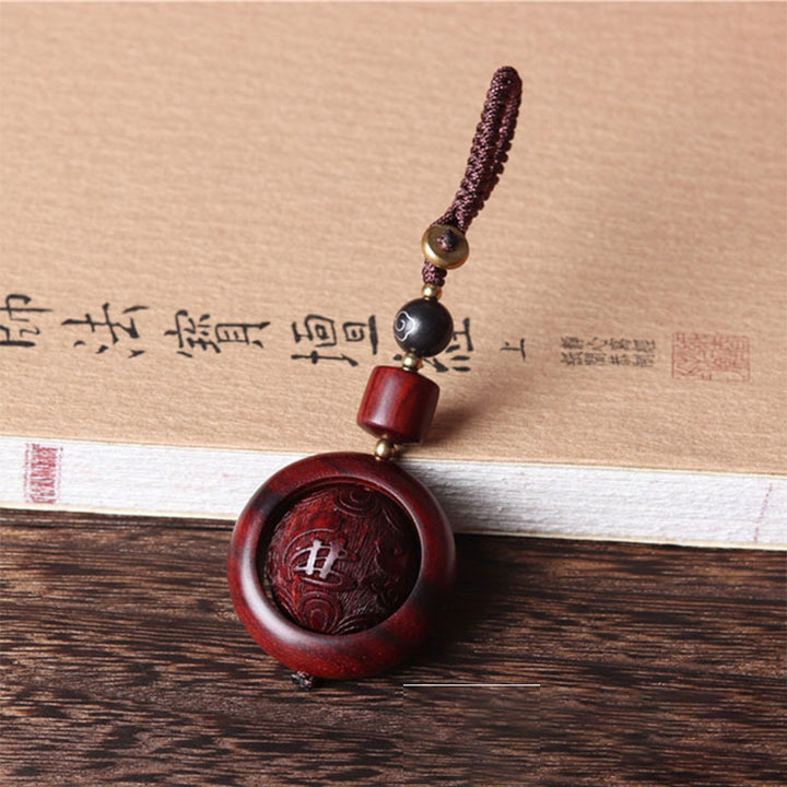 Buddha Stones Tibetan Small Leaf Red Sandalwood Ebony Luck Protection Rotation Decoration