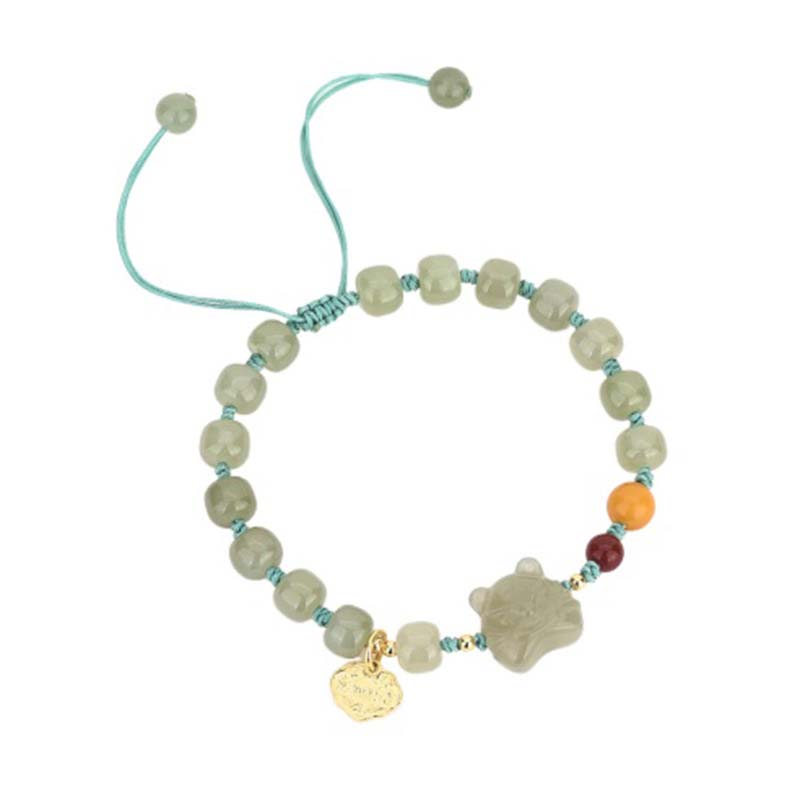 Chinese Zodiac Tiger Jade Blessing String Bracelet