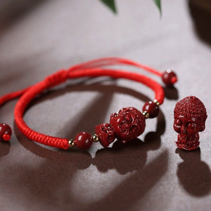 Buddha Stones Chinese Zodiac Natal Buddha Cinnabar Amulet Blessing String Bracelet