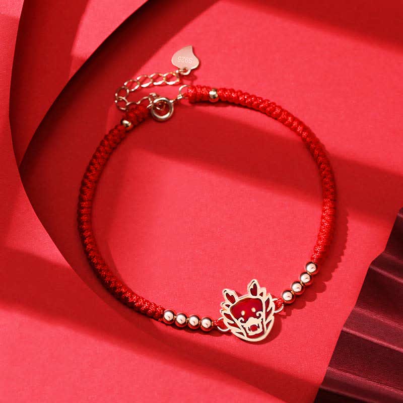 Buddha Stones 925 Sterling Silver Chinese Zodiac Luck Faith Discolor Red String Bracelet