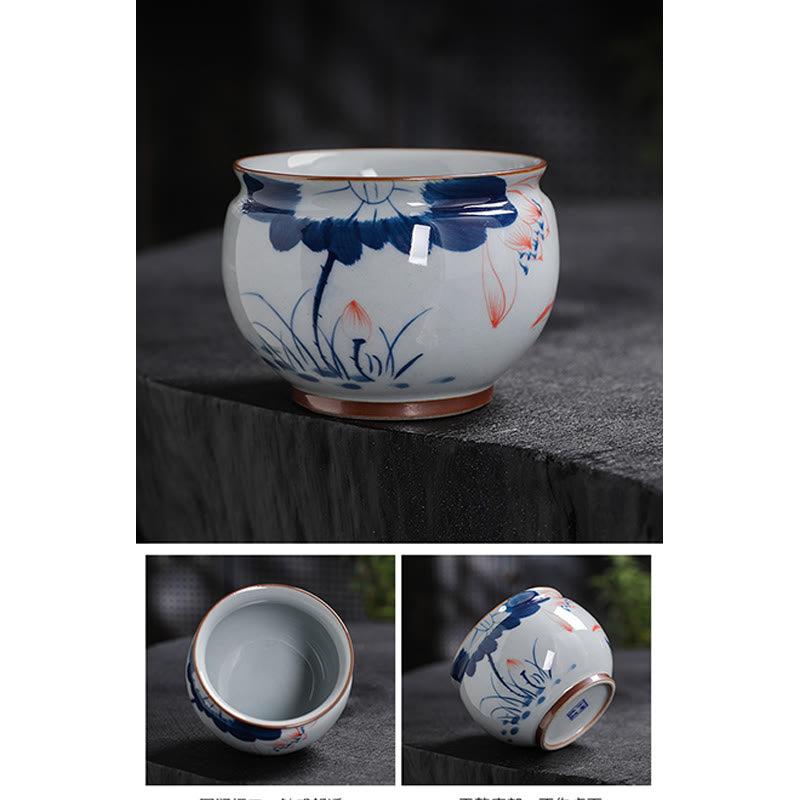 Buddha Stones Lotus Flower Leaf Bamboo Ceramic Teacup Kung Fu Tea Cups