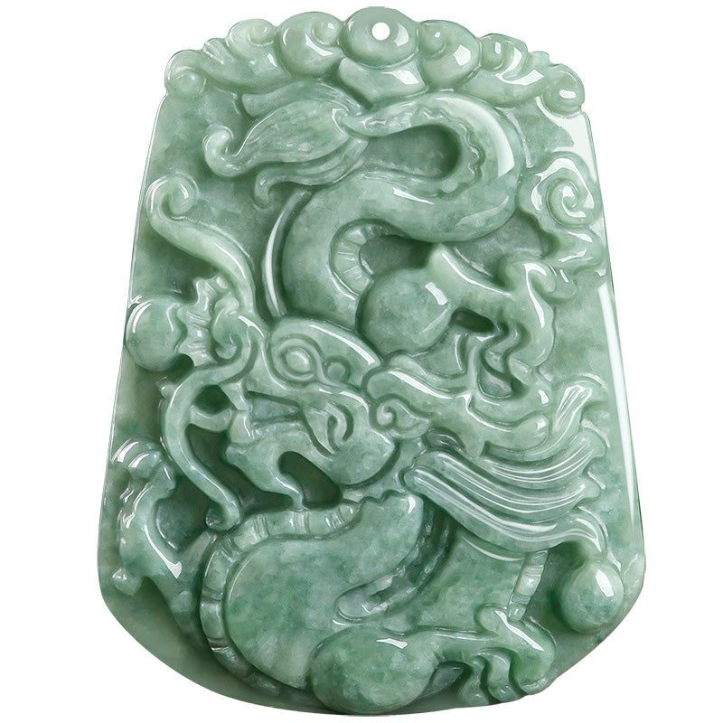 Buddha Stones Chinese Zodiac Dragon Jade Strength Necklace String Pendant