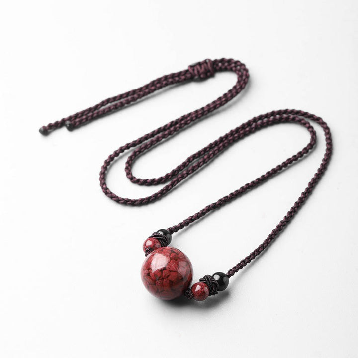 Buddha Stones Natural Cinnabar Stones Bead Blessing Necklace Pendant