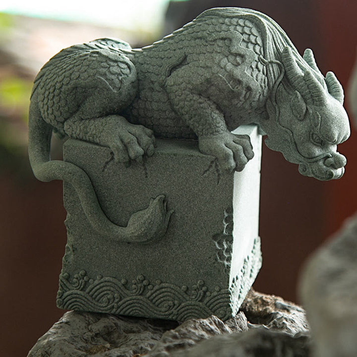 Buddha Stones Feng Shui Standing Sitting Dragon Success Luck Home Decoration