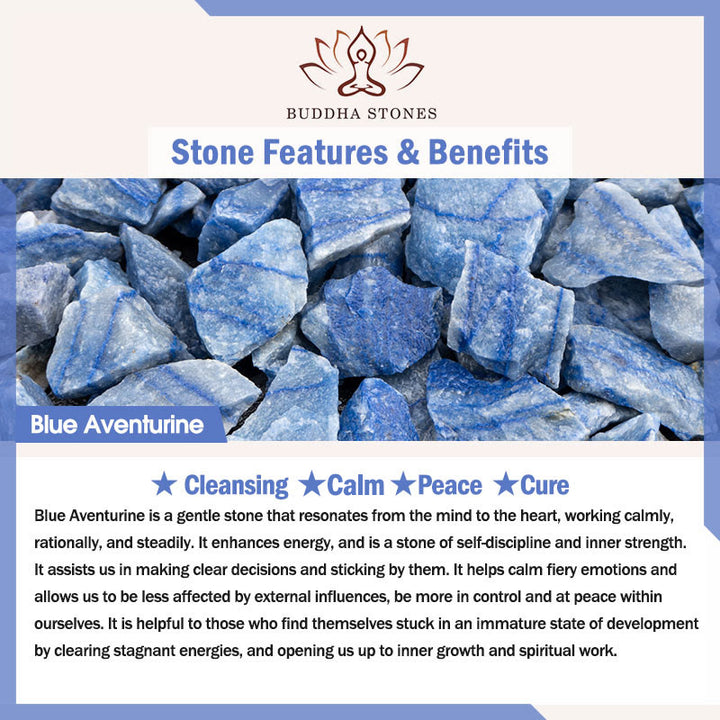 Buddha Stones Natural Blue Aventurine Lotus Peace Necklace Bracelet