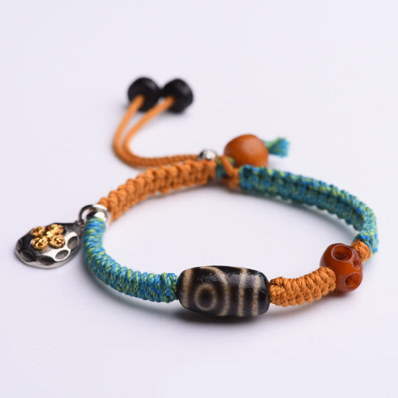 Buddha Stones Handmade Tibetan Dzi Bead Double Dorje Vajra King Kong Knot Wealth Bracelet