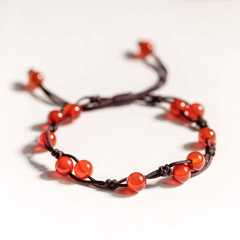 Buddha Stones Red Agate Moss Agate Cinnabar Calm Bracelet