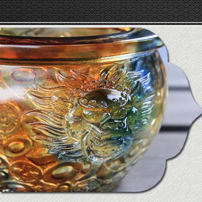 Handmade Liuli Crystal Treasure Bowl Art Piece Home Decoration