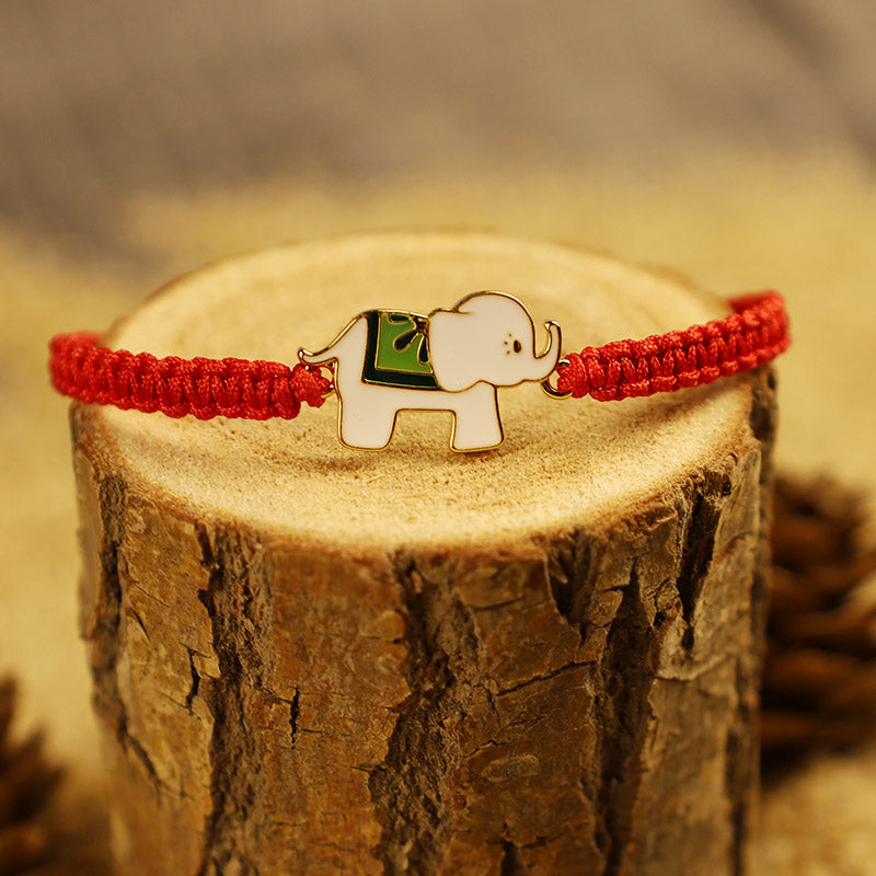 Buddha Stones Tibetan Handmade 925 Sterling Silver Lucky Elephant Red String Bracelet