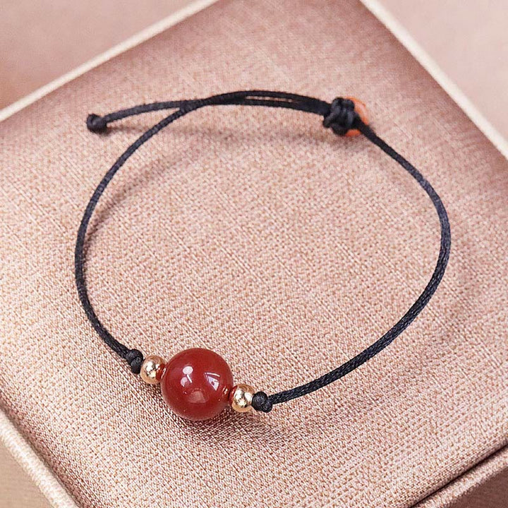 Buddha Stones Natural Red Agate Chalcedony Self-acceptance Confidence String Bead Bracelet Necklace Pendant