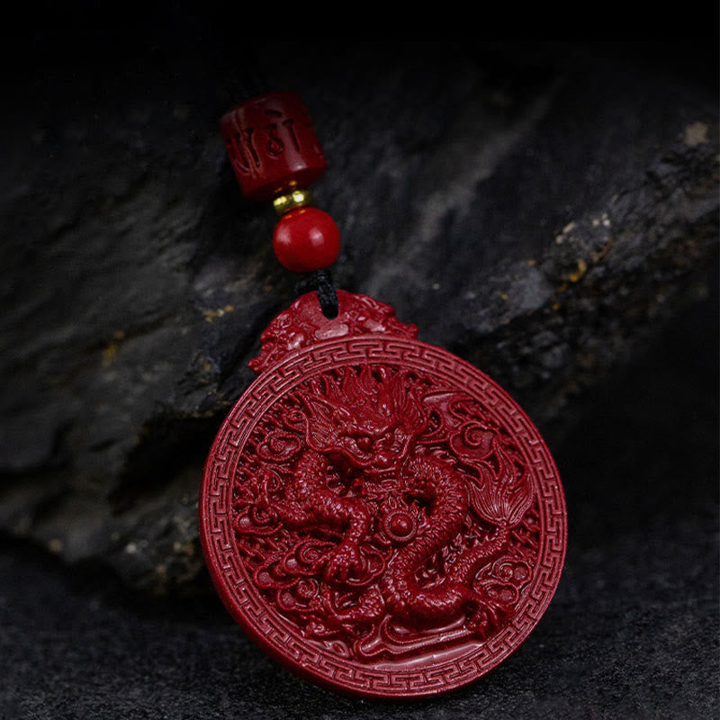 ❗❗❗A Flash Sale- Buddha Stones Year of the Dragon Natural Cinnabar Dragon Protection Necklace Pendant