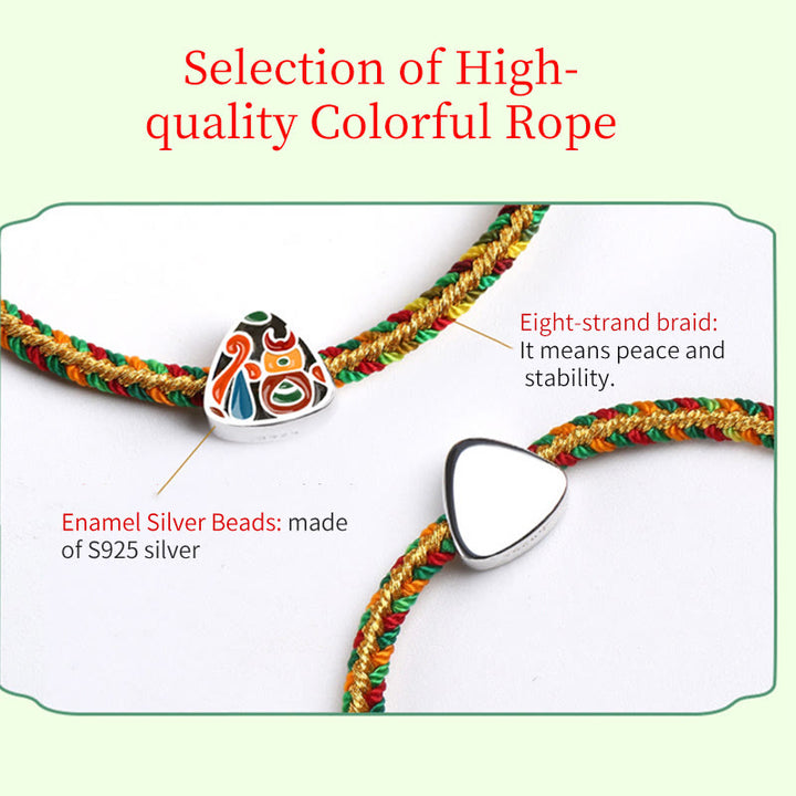 Buddha Stones 925 Sterling Silver Dragon Boat Festival Fu Character Zongzi Pattern Luck Handmade Multicolored Child Adult Bracelet