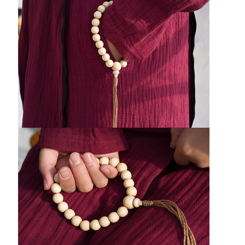 Buddha Stones Natural Abelia Biflora Wood Blessing Wrist Mala