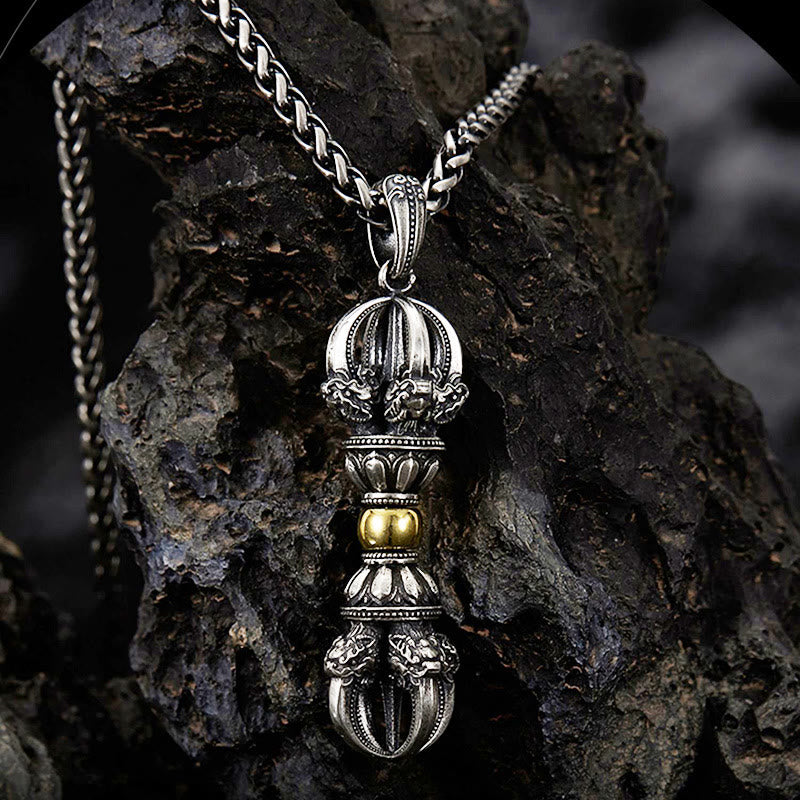 Buddha Stones Tibetan Dorje Vajra Design Wealth Necklace Pendant