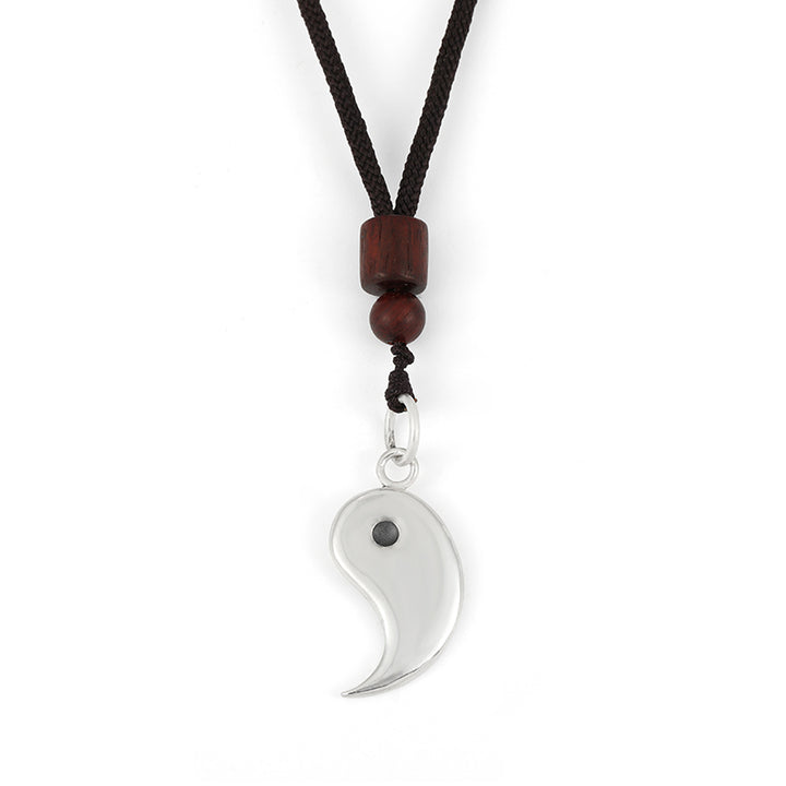 Buddha Stones 990 Sterling Silver Yin Yang Balance Harmony Necklace Pendant