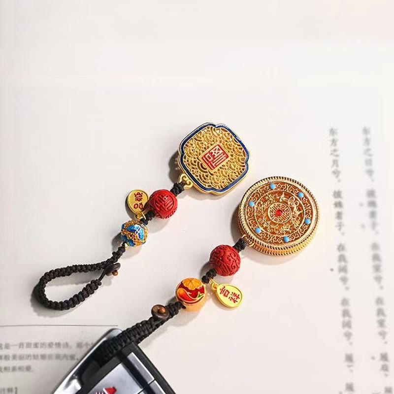 Buddha Stones Fu Character Blessing Ruyi Charm Key Chain