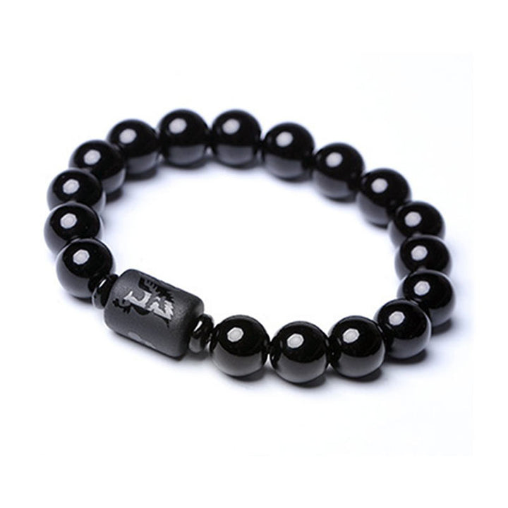 Buddha Stones Soul Cleansing Black Obsidian Phoenix Dragon Bracelet