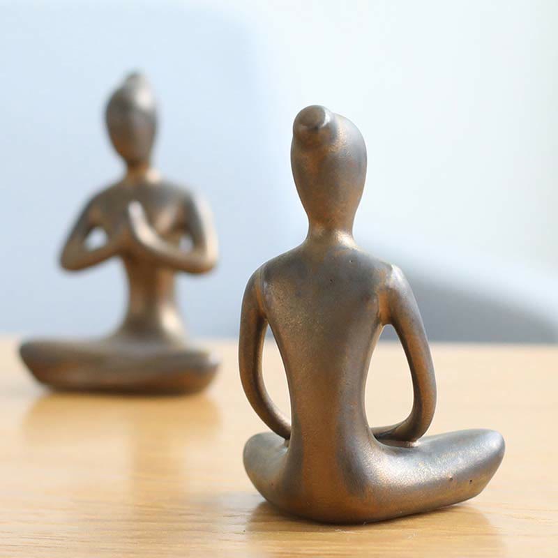 Abstract Yoga Meditation Exercise Ceramics Spiritual Figurine Sculpture Decoration