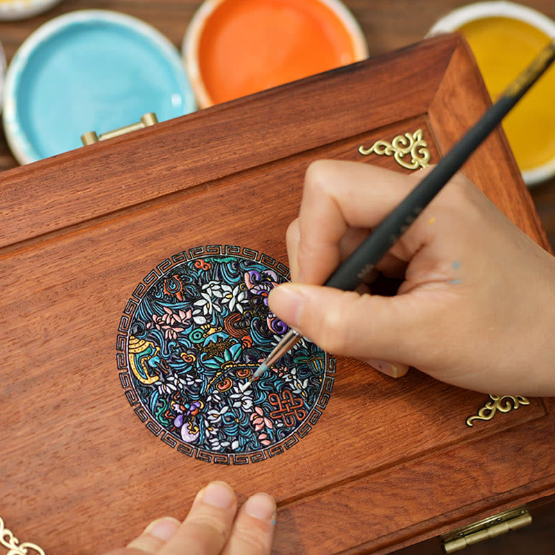 Antique Handmade Rosewood Jewelry Storage Box Lockable Large Double Layer Flower Wooden Gift Organizer Box