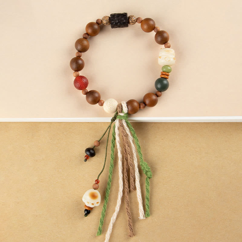 Buddha Stones Lightning Strike Wood Bodhi Seed Cat Paw Claw Auspiciousness Protection Tassel Bracelet