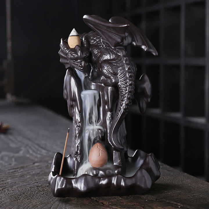 Nordic Dragon Ceramic Backflow Smoke Fountain Meditation Healing Incense Burner Led Ball Decoration