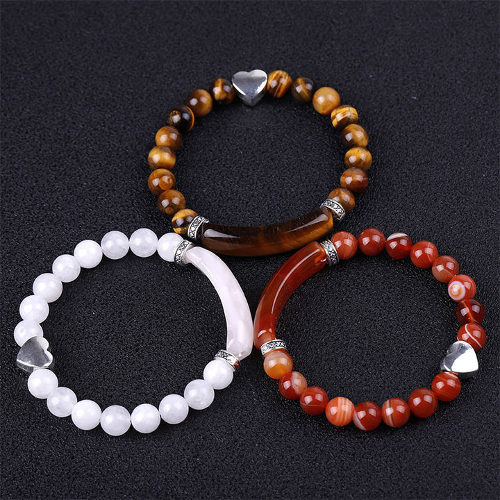 Natural Crystal Beads Unisex Heart Bracelet