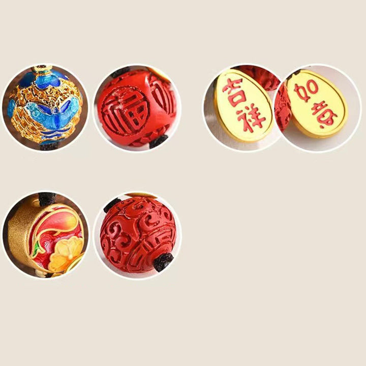 Buddha Stones Fu Character Blessing Ruyi Charm Key Chain