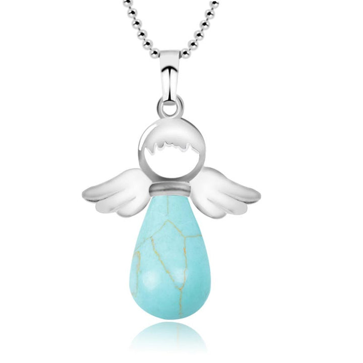 Buddha Stones Little Angel Wings Natural Crystal Luck Necklace Pendant