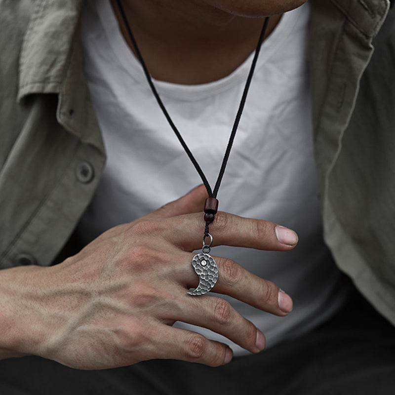 Buddha Stones 990 Sterling Silver Yin Yang Balance Harmony Necklace Pendant