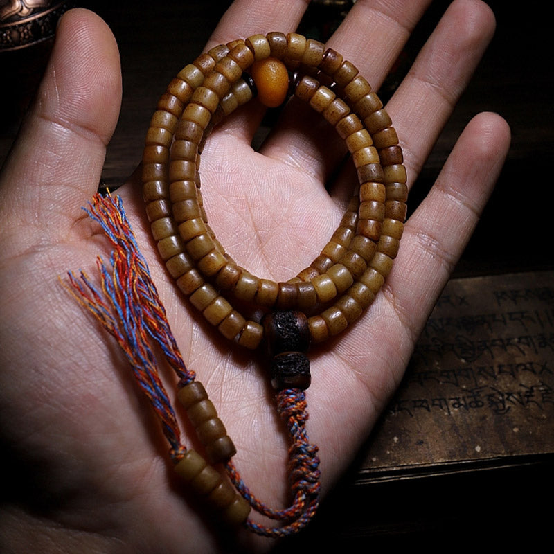 Tibet 108 Mala Beads Yak Bone Amber Balance Bracelet