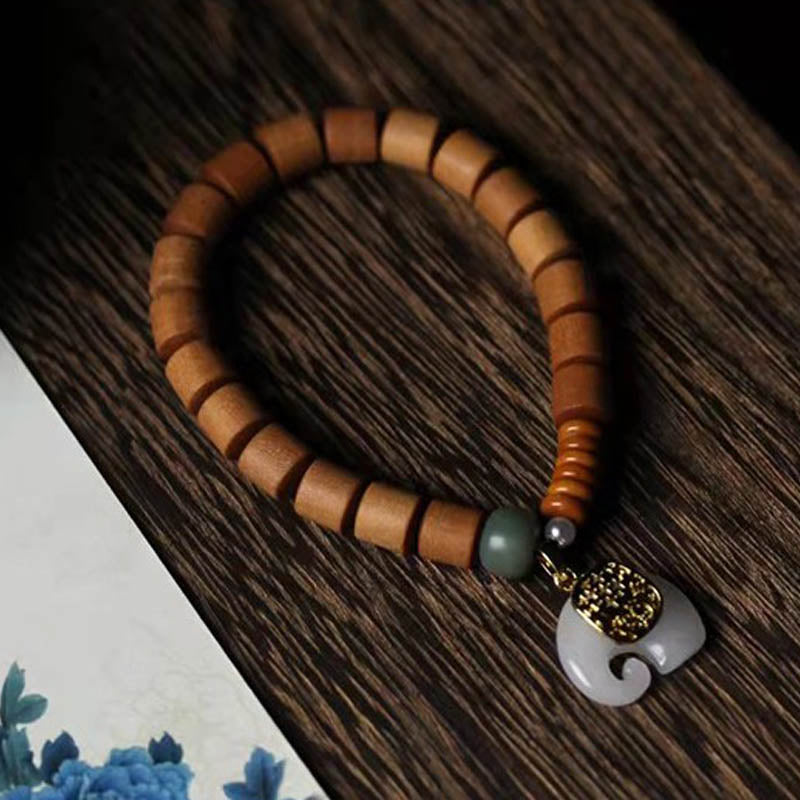 Sandalwood Jade Elephant Protection Bracelet