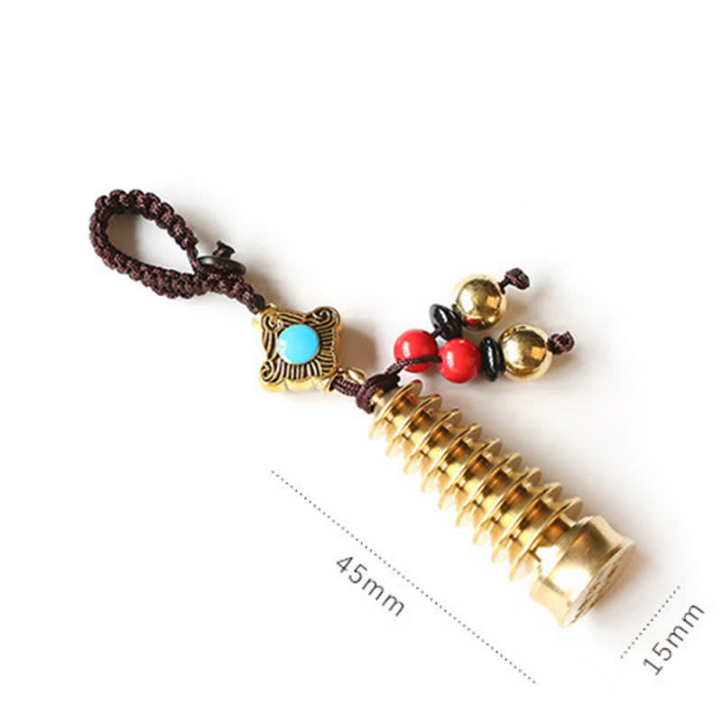 Feng Shui Yin Yang Bagua Wenchang Pen Pagoda Prayer Wheel Keychain