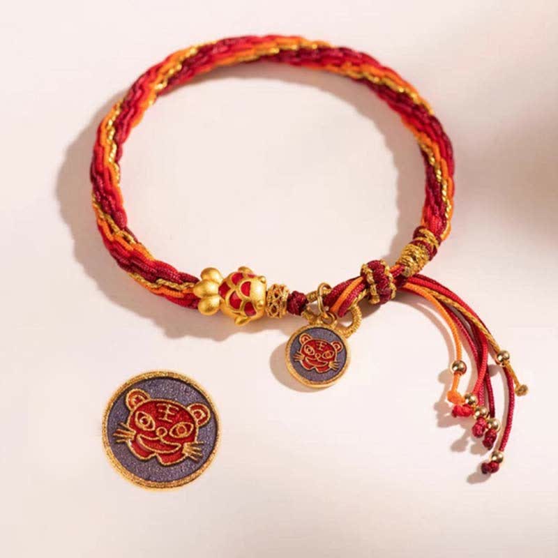 Buddha Stones Chinese Zodiac Handmade Koi Fish String Protection Reincarnation Knot Braid Bracelet