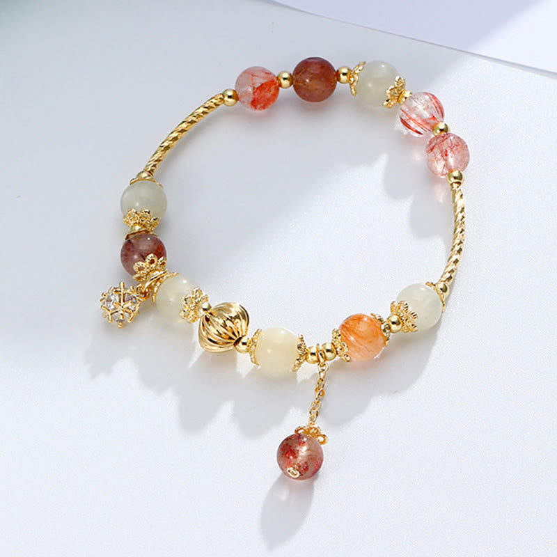 Colorful Rutilated Quartz Cat Eye Zircon Auspiciousness Bead Bracelet