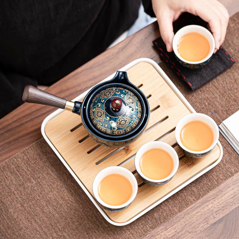 Buddha Stones Chinese Gongfu Tea Set Design Ceramic Teapot Portable Gift Bag