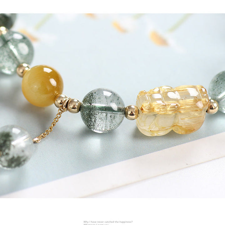 Buddha Stones Green Phantom Citrine PiXiu Confidence Bracelet