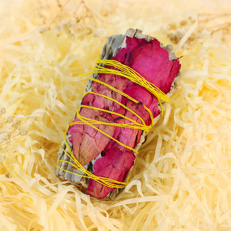 Red Rose Forget-me-not Colorful Daisy Smudge Stick for Home Cleansing Incense Healing Meditation Smudge Sticks Rituals