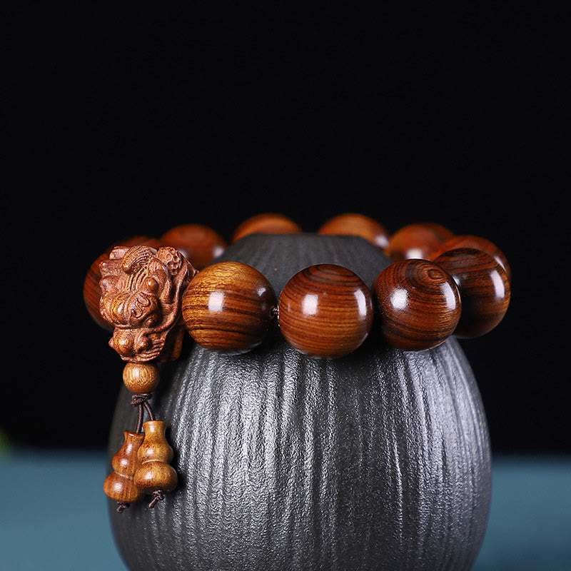 Buddha Stones Rosewood Green Sandalwood Small Leaf Red Sandalwood Agarwood Dragon Carved Protection Bracelet