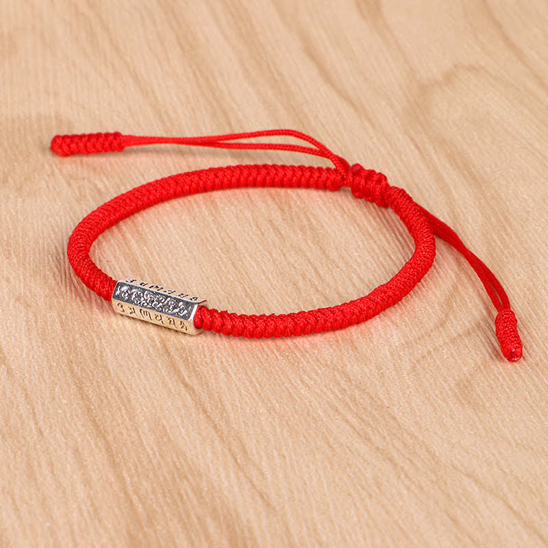 Buddha Stones Om Mani Padme Hum Luck Protection Red String Bracelet