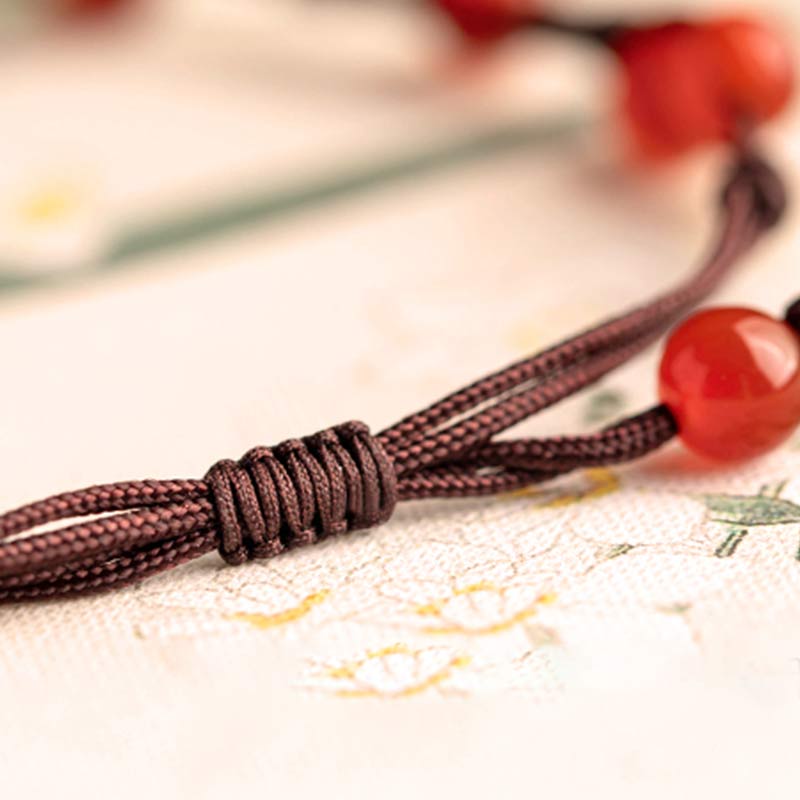 Buddha Stones Red Agate Moss Agate Cinnabar Calm Bracelet